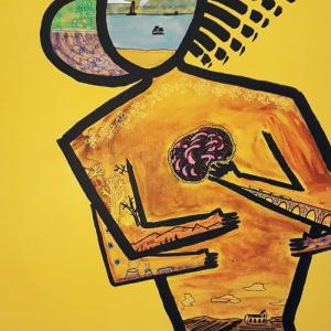 Couple, acrylique et Posca sur toile par Christophe