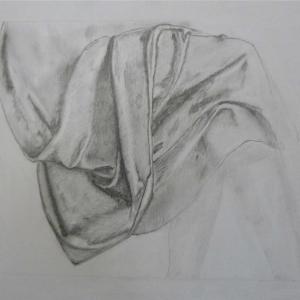 Étude de drapé, dessin au crayon de Prim